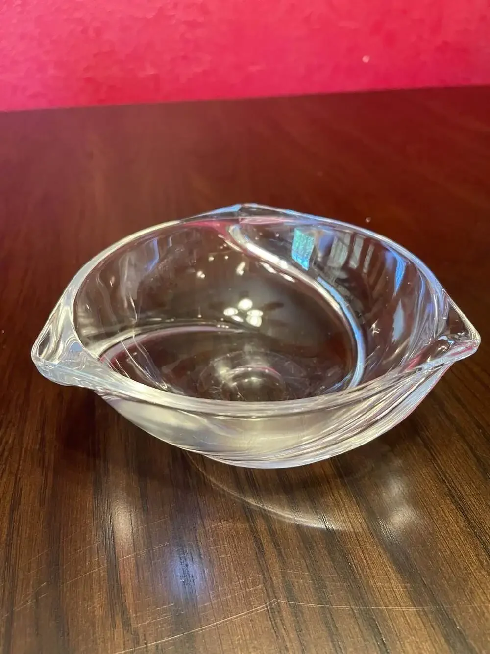 Val St. Lambert Belgium Crystal Romy Pattern 6.5” Trefoil Swirl Bowl 1961-1972